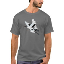 Zwei fliegendes Kran-Shirt