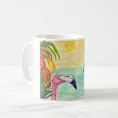 Zwei Florida-Flamingo-Aquarell-Kunst Kaffeetasse (Vorderseite Links)
