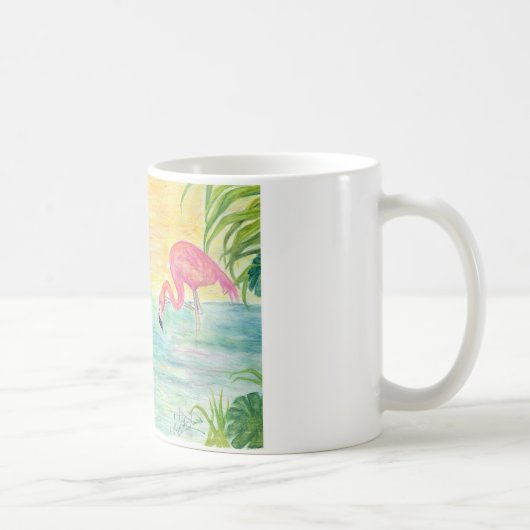 Zwei Florida-Flamingo-Aquarell-Kunst Kaffeetasse (Rechts)