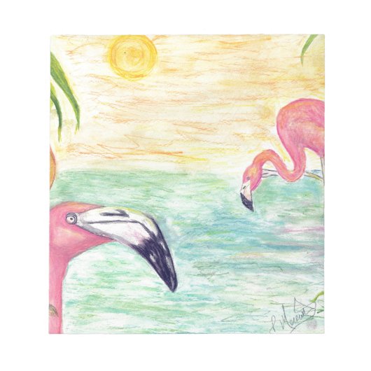Zwei Florida Flamingos Wasserfarben Kunst und Kult Notizblock (Vorderseite)