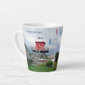 Zwei Flüsse Pier Light & Rawley Point Leuchtturm Milchtasse (Linke Ecke)