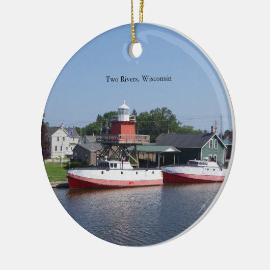 Zwei Flüsse, Wisconsin mit zweiseitigem Zierwerk Keramik Ornament (Links)