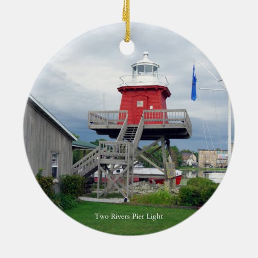 Zwei Flüsse, Wisconsin mit zweiseitigem Zierwerk Keramik Ornament (Hinten)