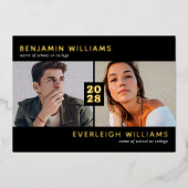 Zwei Foto Abschluss Real Gold Foil Einladung (Vorderseite)