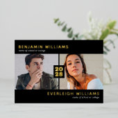 Zwei Foto Abschluss Real Gold Foil Einladung (Stehend vorne)