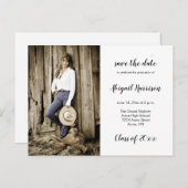 Zwei Foto Abschluss Save the Date Ankündigungspostkarte (Vorne/Hinten)