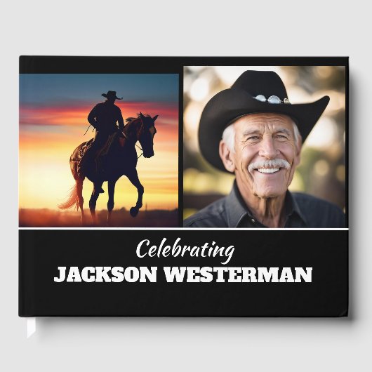 Zwei Foto Black Guest Book Gästebuch (Vorderseite)