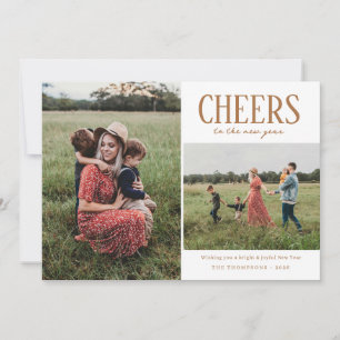 Zwei Foto Cheers Neujahr Feiertagskarte