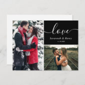 Zwei Foto Collage Black Liebe Script Postkarte (Vorne/Hinten)