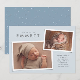 Zwei Foto Collage einfache Art blaue Geburt Ankündigung