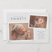 Zwei Foto Collage einfache Art Graugeburt Ankündigung (Vorderseite)