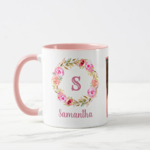 Zwei Foto Collage Sweet Monogram Geschenk für ihr  Tasse