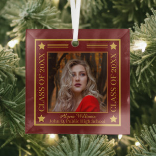 Zwei Foto DDR Red Goldklasse des Abschlusses 202 Ornament Aus Glas