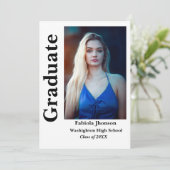 Zwei Foto des Absolventen Schwarz-Weiß-Drehbuch Einladung (Stehend Vorderseite)