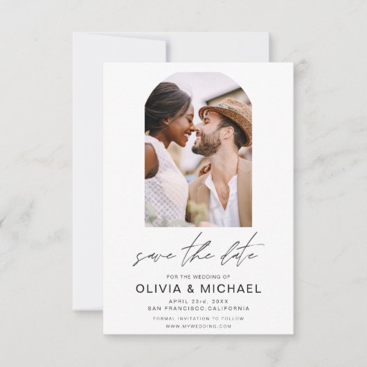 Zwei Foto Einfache Save the Date Hochzeit (Vorderseite)