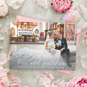 Zwei Foto Elegant White Script Hochzeit Vielen Dan Dankeskarte