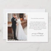 Zwei Foto Elegant White Script Hochzeit Vielen Dan Dankeskarte (Rückseite)
