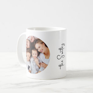 Zwei-Foto-Familienname Moderne Schrift Kaffeetasse