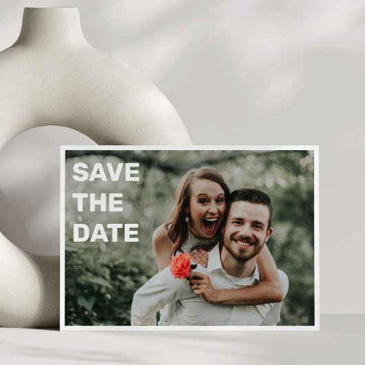 Zwei Foto fett weißer Text Overlay Einfache Hochze Save The Date