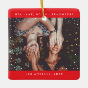 Zwei Foto Friends Minimalistisch Holiday Keepake Keramikornament