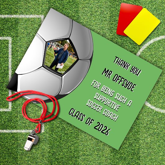 Zwei Foto Fußballtrainer Dankeskarten Karte