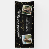 Zwei Foto Glitzer Black Herzlichen Glückwunsch Abs Banner (Vertikal)