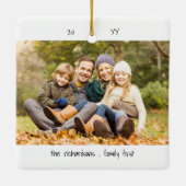 Zwei Foto Glück ist .. Niedliches Minimalistisch Keramikornament (Rückseite)