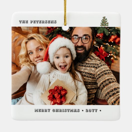 Zwei Foto Glück ist .. Niedliches Minimalistisch Keramikornament (Rückseite)