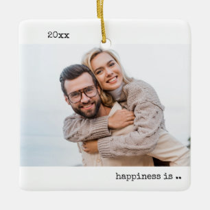 Zwei-Foto-Glück ist verheiratet Minimalist Keramikornament