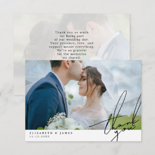 Zwei-Foto-Handschrift-Skript Hochzeit Danke