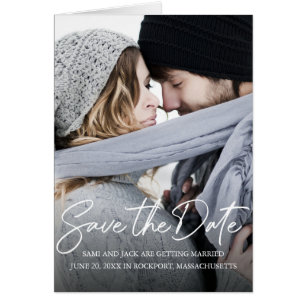 Zwei Foto-Kalligrafie-Save the Date-Karte