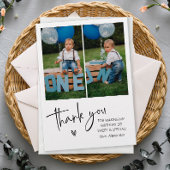 Zwei Foto Kindergeburtstag Dankeskarte