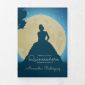 Zwei Foto Kronleuchter Silhouette mit Moon Quincea Dreifach Gefaltete Einladung (Cover)