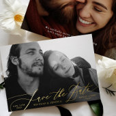 Zwei Foto La Dolce Vita Gold Save the Date Folieneinladung
