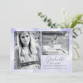 Zwei Foto Lila Background Abschluss Ankündigung (Stehend Vorderseite)