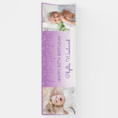 Zwei Foto Lila Driving Glitzer 80. Geburtstag Banner (Vertikal)