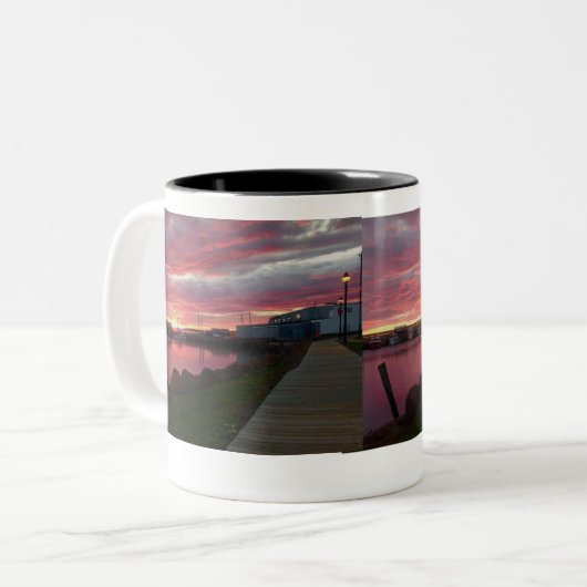 Zwei Foto mit Tasse Sunset-Hafen (Vorderseite Links)