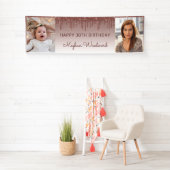 Zwei Foto Rose Gold Dripping Glitzer 30. Geburtsta Banner (Insitu)