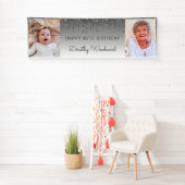 Zwei Foto Silver Dripping Glitzer 90. Geburtstag Banner (Insitu)