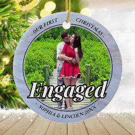 Zwei Foto Unsere ersten Verlobten Imitate Weihnach Keramik Ornament