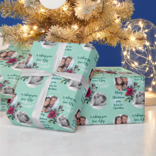 Zwei-Foto-Vorlage Weihnachtsrose Geschenkpapier