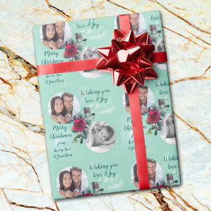 Zwei-Foto-Vorlage Weihnachtsrose Geschenkpapier