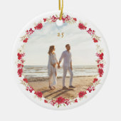 zwei Foto Weihnachtsfeiertag botanischer Kranz Keramik Ornament (Vorne)