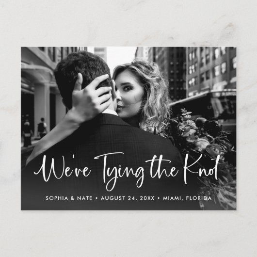 Zwei Foto| Weißes Skript Zählen des Knotens Ankündigungspostkarte (Vorderseite)