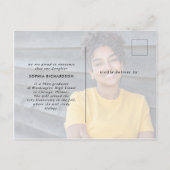 Zwei Foto| Whimsischer Typografie-Abschluss Ankündigungspostkarte (Rückseite)