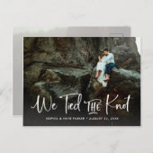 Zwei Foto| Wir tippten das handgeschriebene Skript Ankündigungspostkarte (Vorne/Hinten)