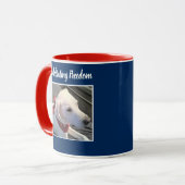 Zwei Fotos 4. Juli Red White Blue Niedlich Dog Tasse (Vorderseite Links)