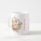 Zwei Fotos Abstrakte und farbige Art Custom Text Kaffeetasse (Vorderseite Links)