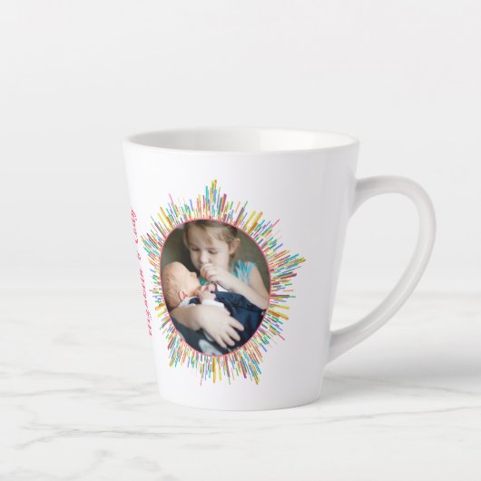 Zwei Fotos Abstrakte und farbige Art Custom Text Milchtasse (Rechts)