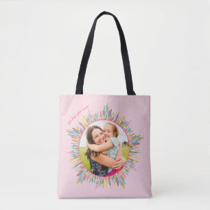Zwei Fotos Abstrakte und farbige Art Custom Text Tasche